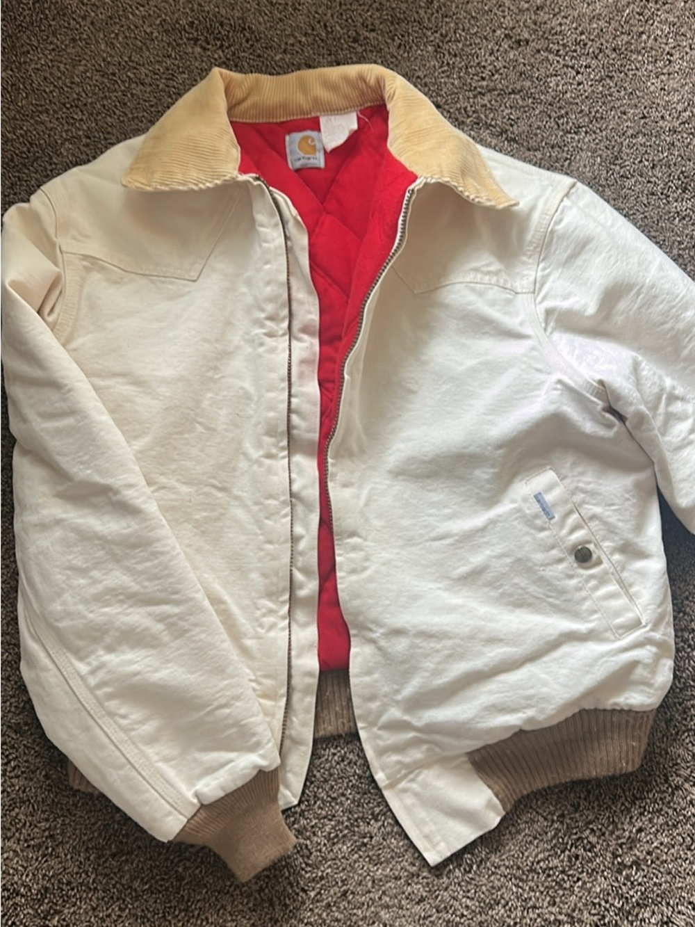 Rare Vintage Women’s USA Cahartt Santa Fe Jacket with red quilted interior sizeM